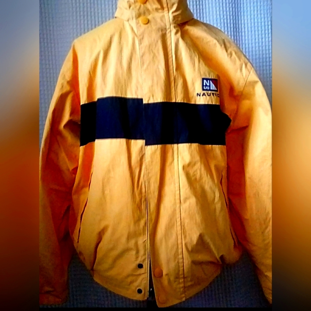 Large VTG 1980s Nautica Reversible Ski Jacket Bi Color Royal Yellow